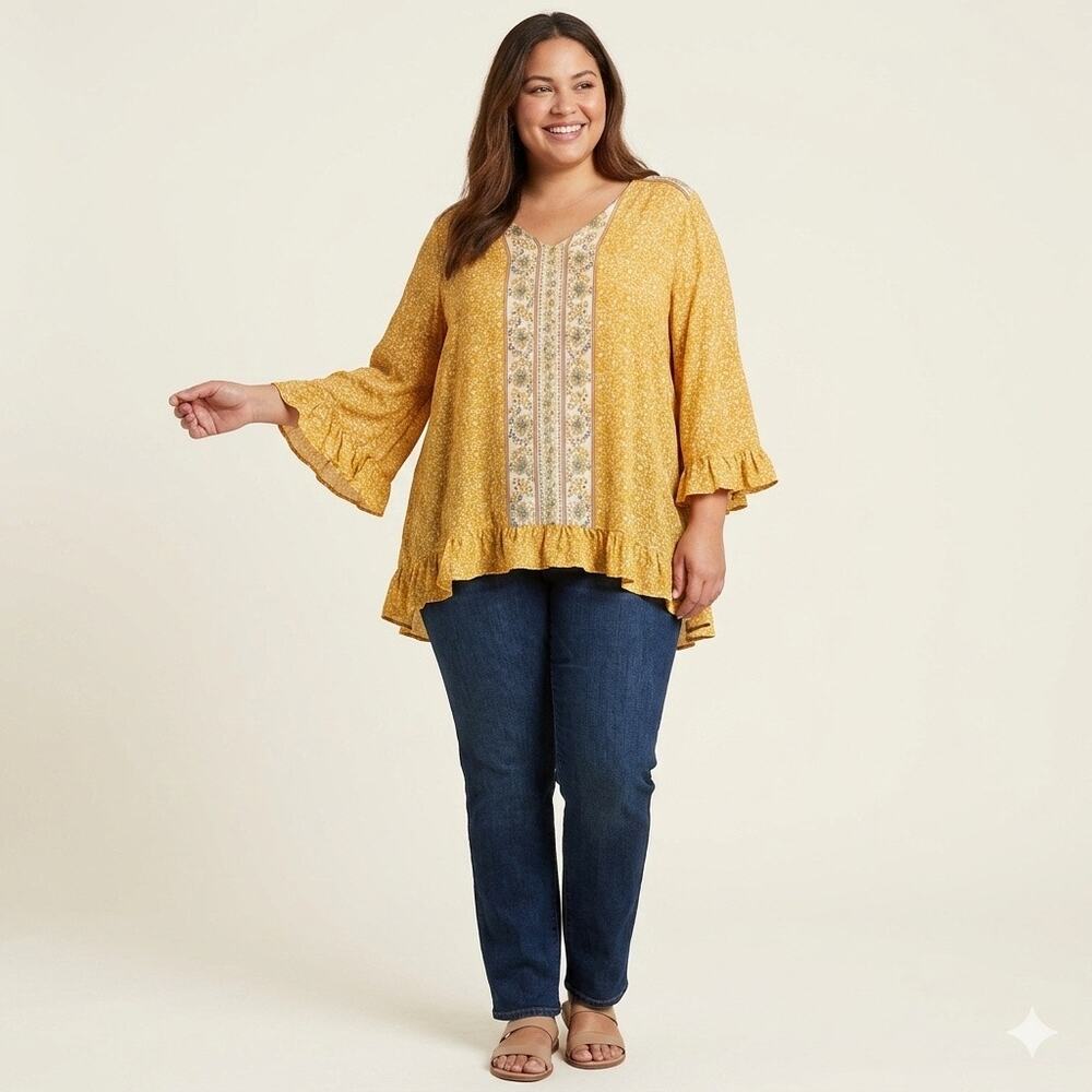 Cynthia Rowley Woman blouse 1X Boho Cottagecore Floral Romantic